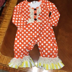 Orange polka dot one piece